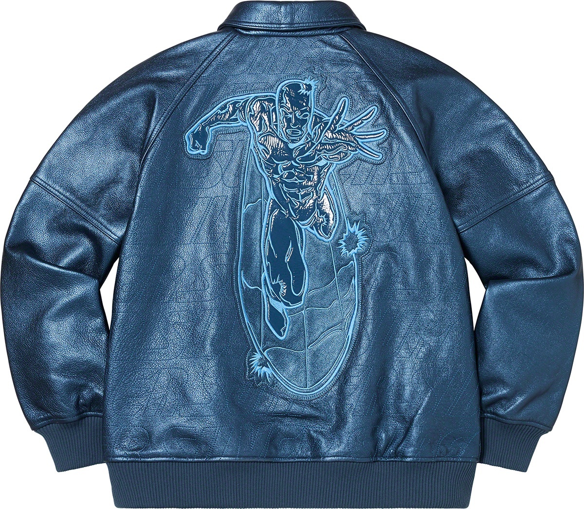 Silver Surfer Leather Varsity Jacket view 8